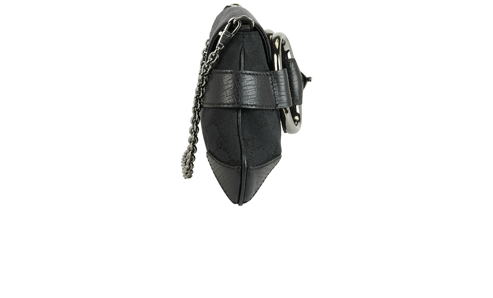 Vintage Horsebit Shoulder Bag, &pound;695, Handbags, Black, Canvas, Side view